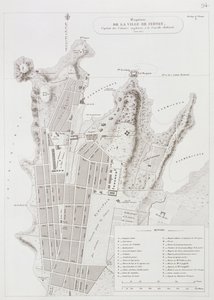 Voyage Autour du Monde（1817-20）からのシドニーの町の計画、1822-24公開 作： Louis Claude Desaulses de Freycinet
